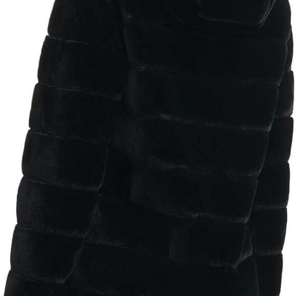 Kenneth Cole Black Faux Fur Coat Plush Soft Quilted Glam Jacket Size Small - Picture 2 of 9